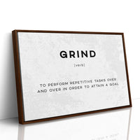 Grind Definition Canvas Art | Bold Motivational Typography Print for Home Office, Gym or Entrepreneur Décor