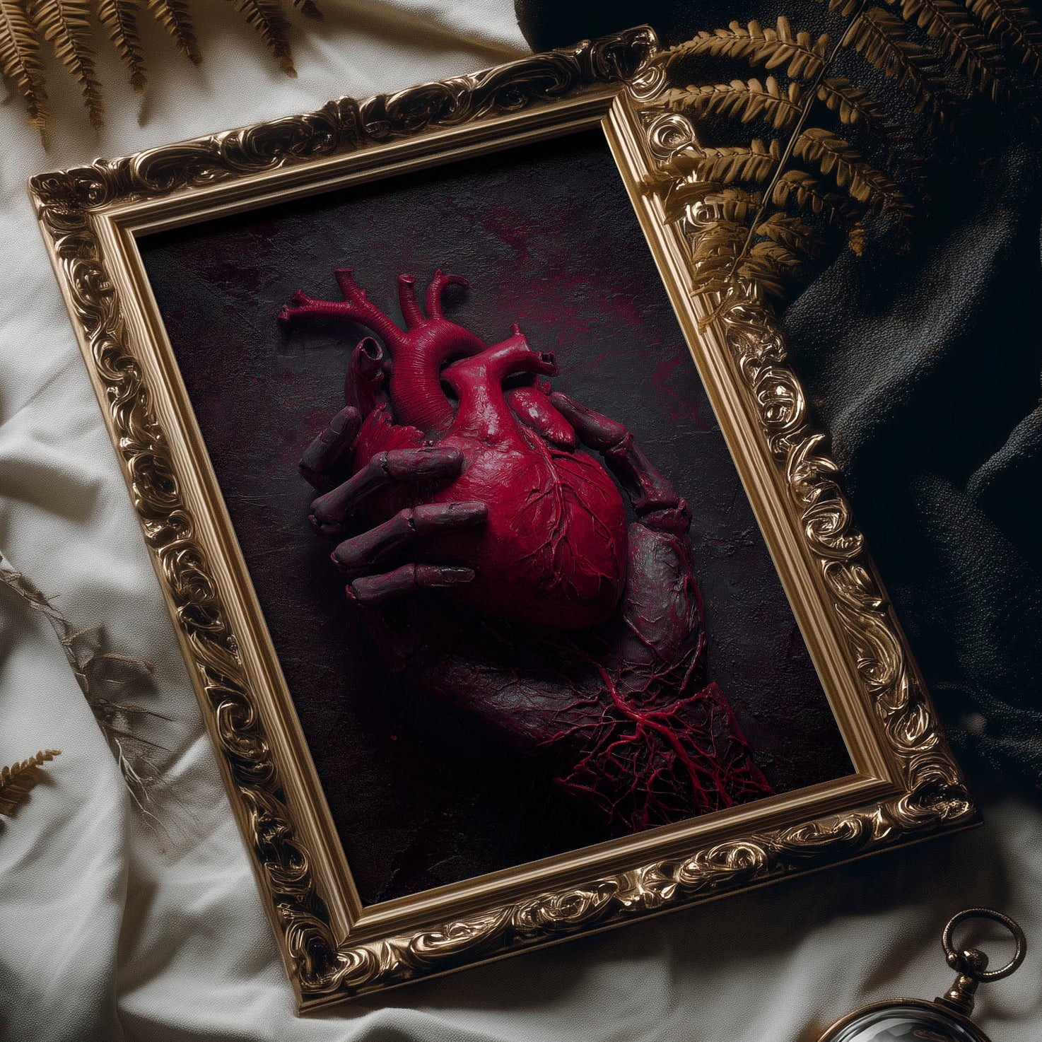Crimson Pulse Beneath Stone Fingers