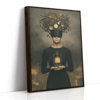Blindfolded Time: Woman with a Glowing Lantern