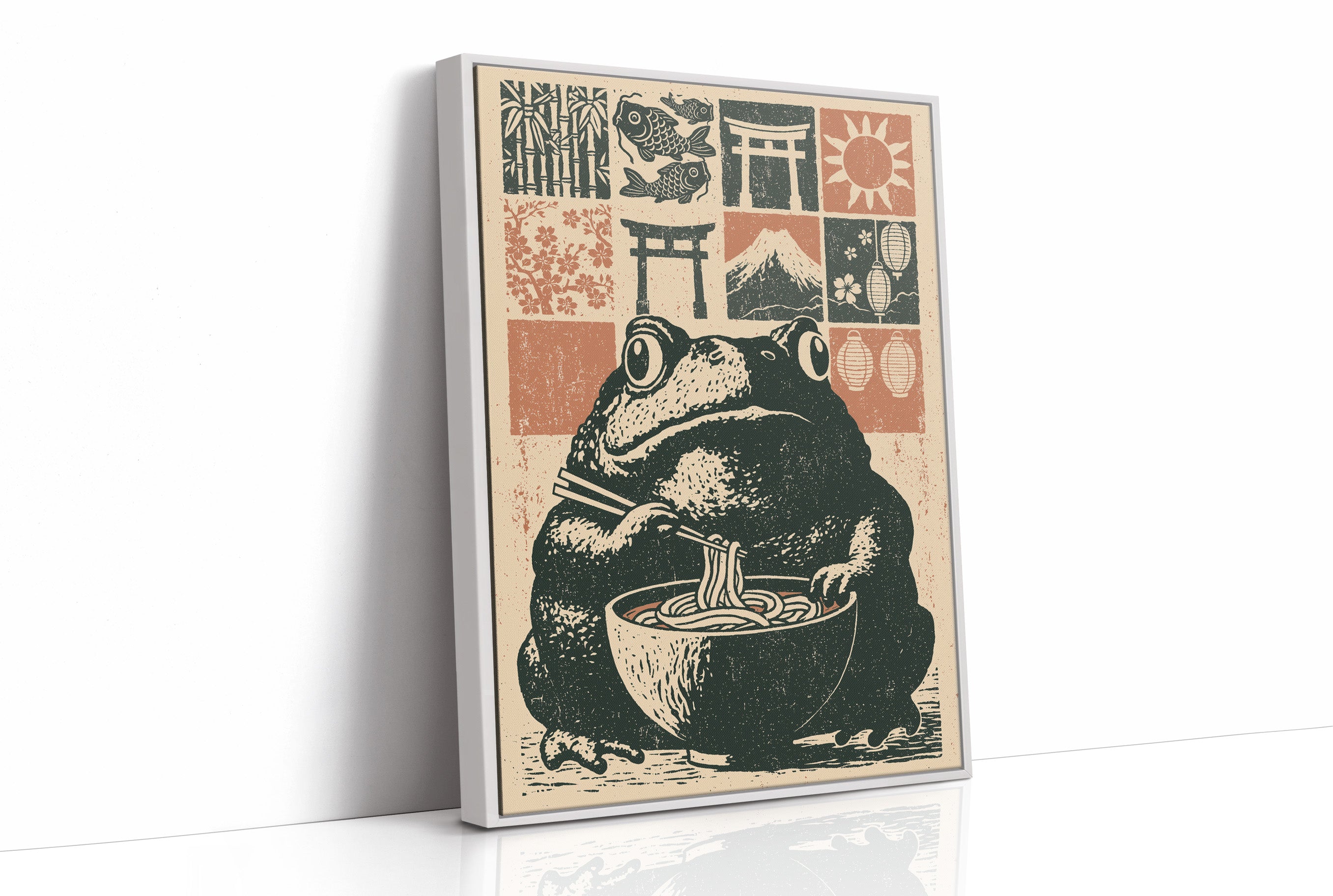 Ramen Toad in the Koi Bowl: Woodblock Feast