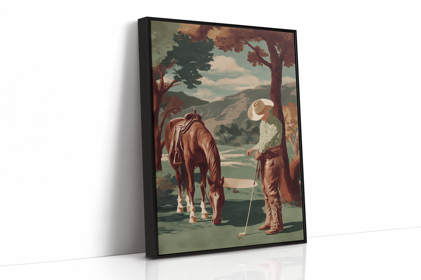 Pastoral Pause: Cowboy's Unexpected Fairway
