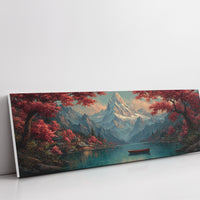 Crimson Canopy Beneath Silver Peaks