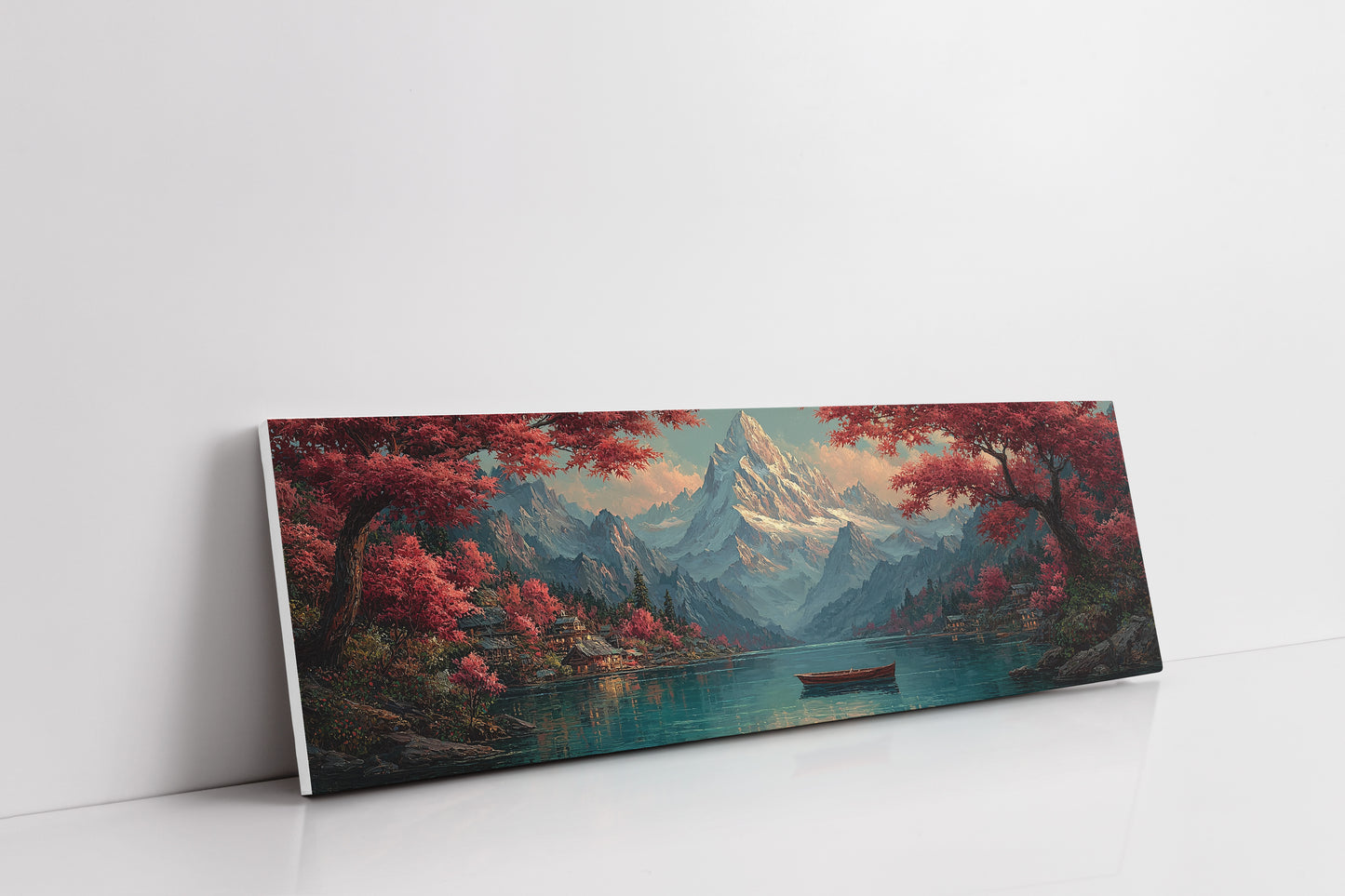 Crimson Canopy Beneath Silver Peaks