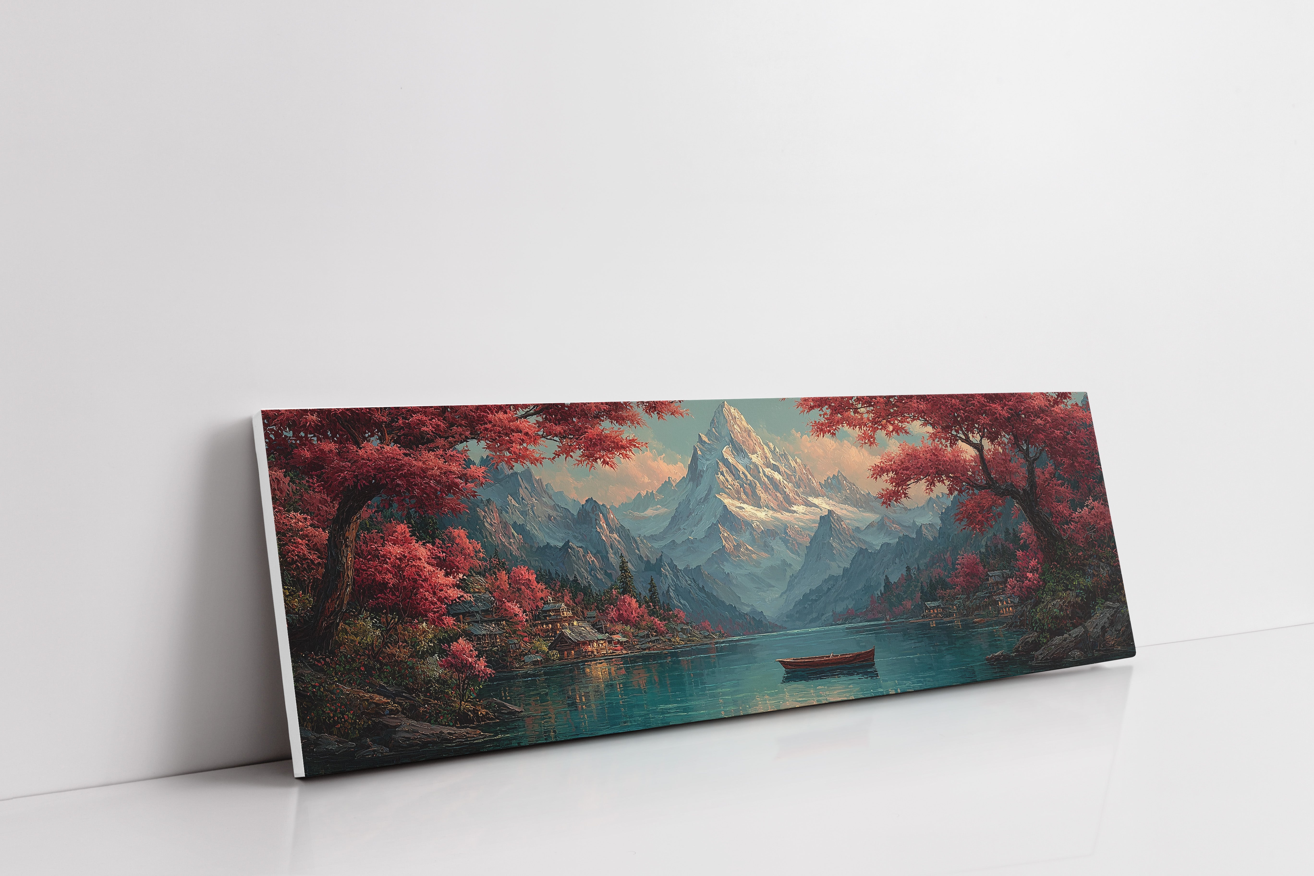 Crimson Canopy Beneath Silver Peaks