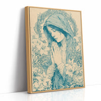 Madonna in Lilies — Teal Wash Devotional Portrait