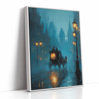 Midnight Carriage Through Teal Fog