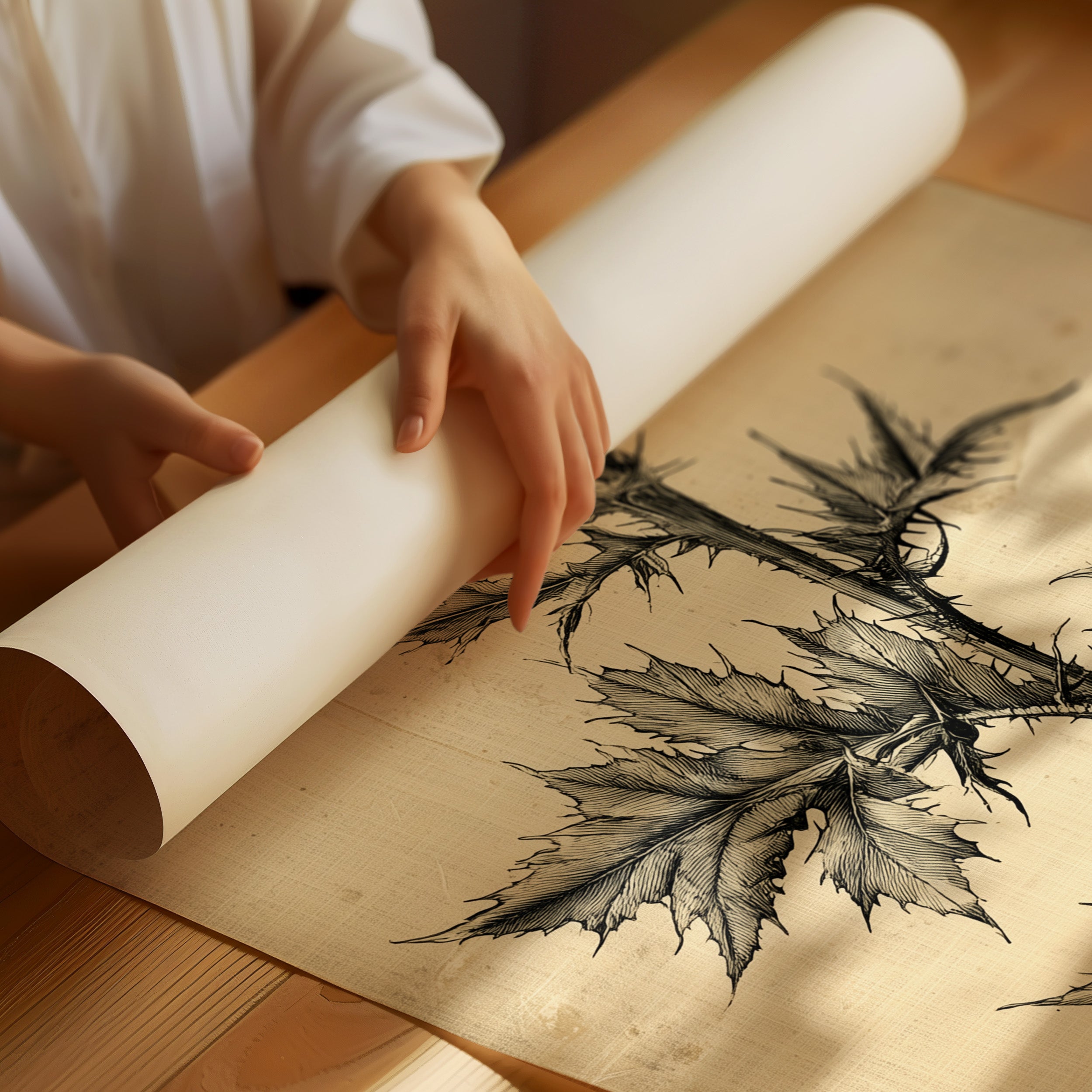 Thistle Study — Heavy Crosshatch Botanical Engraving