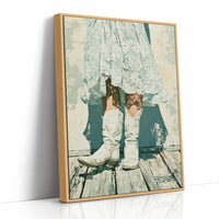 Lace Hem, White Boots, Wooden Porch