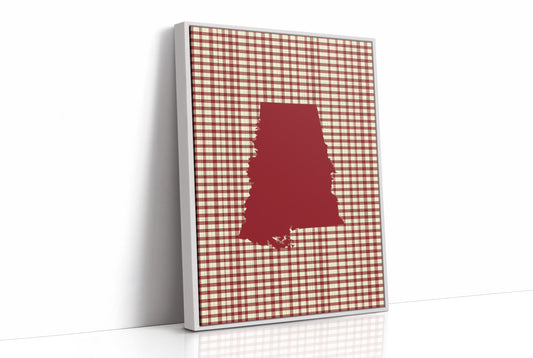 Alabama Crimson State on Gingham