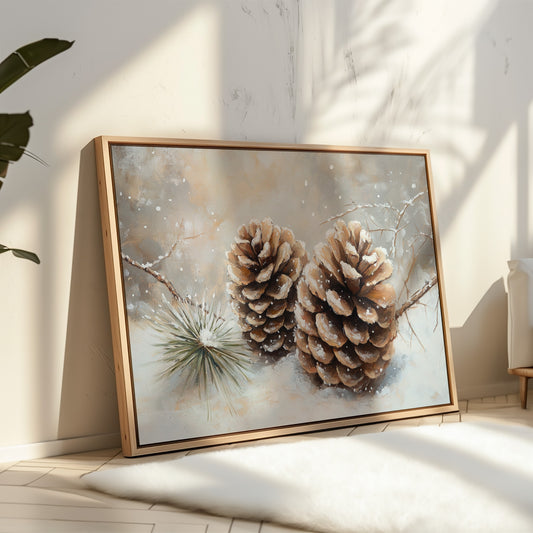 Pine Cones Catch December's First Snow