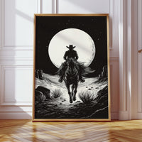 Lone Rider Under a Full Moon