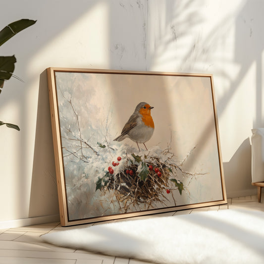 Robin's Winter Song Among Berries