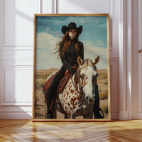 Desert Reins – Cowgirl on Paint Horse Portrait