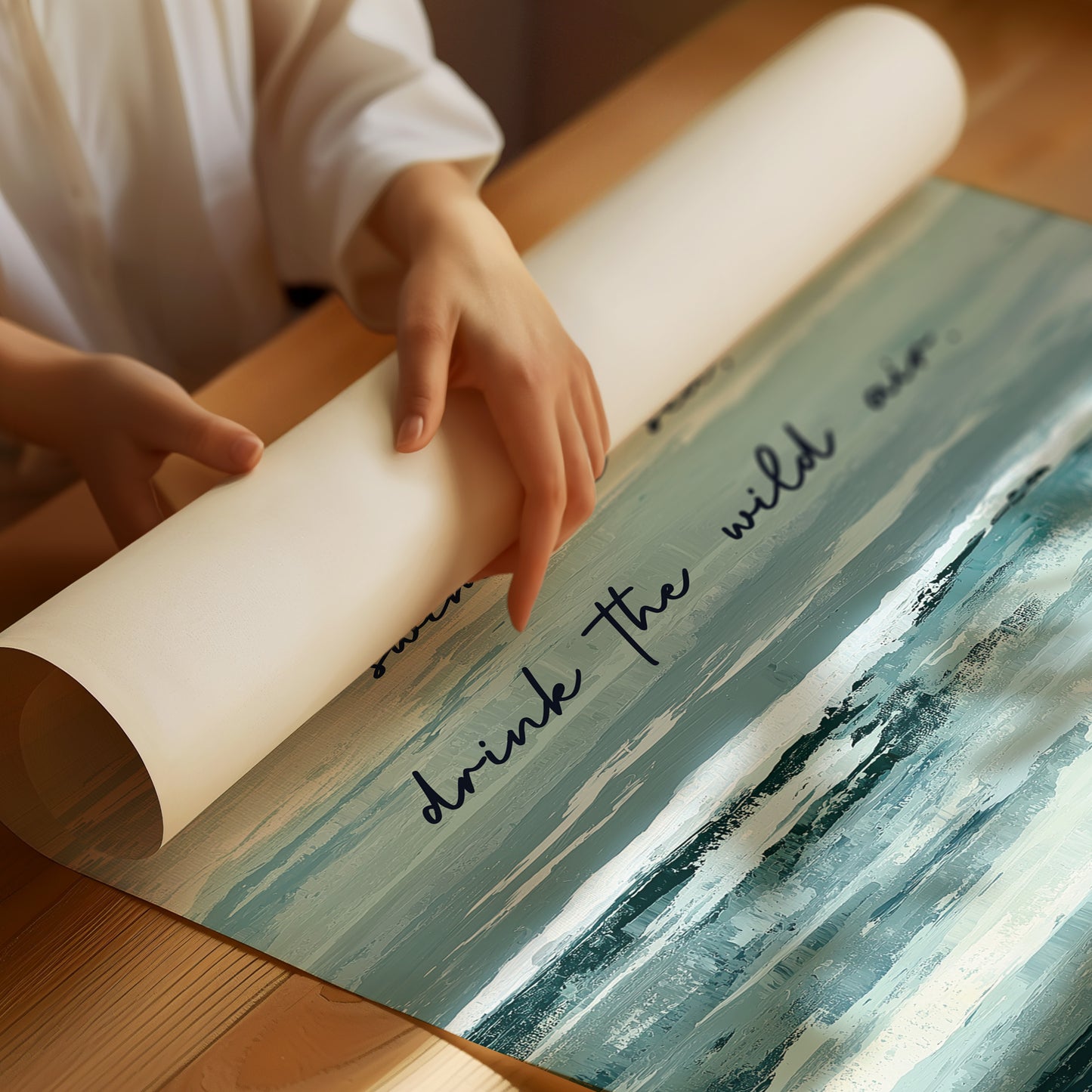 Live in the Sunshine — Seafoam Abstract Quote Print
