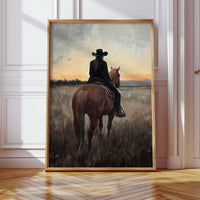Back to the Prairie – Cowgirl on Horse at Dusk