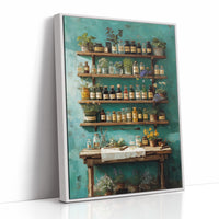 Apothecary Secrets Against Teal Walls