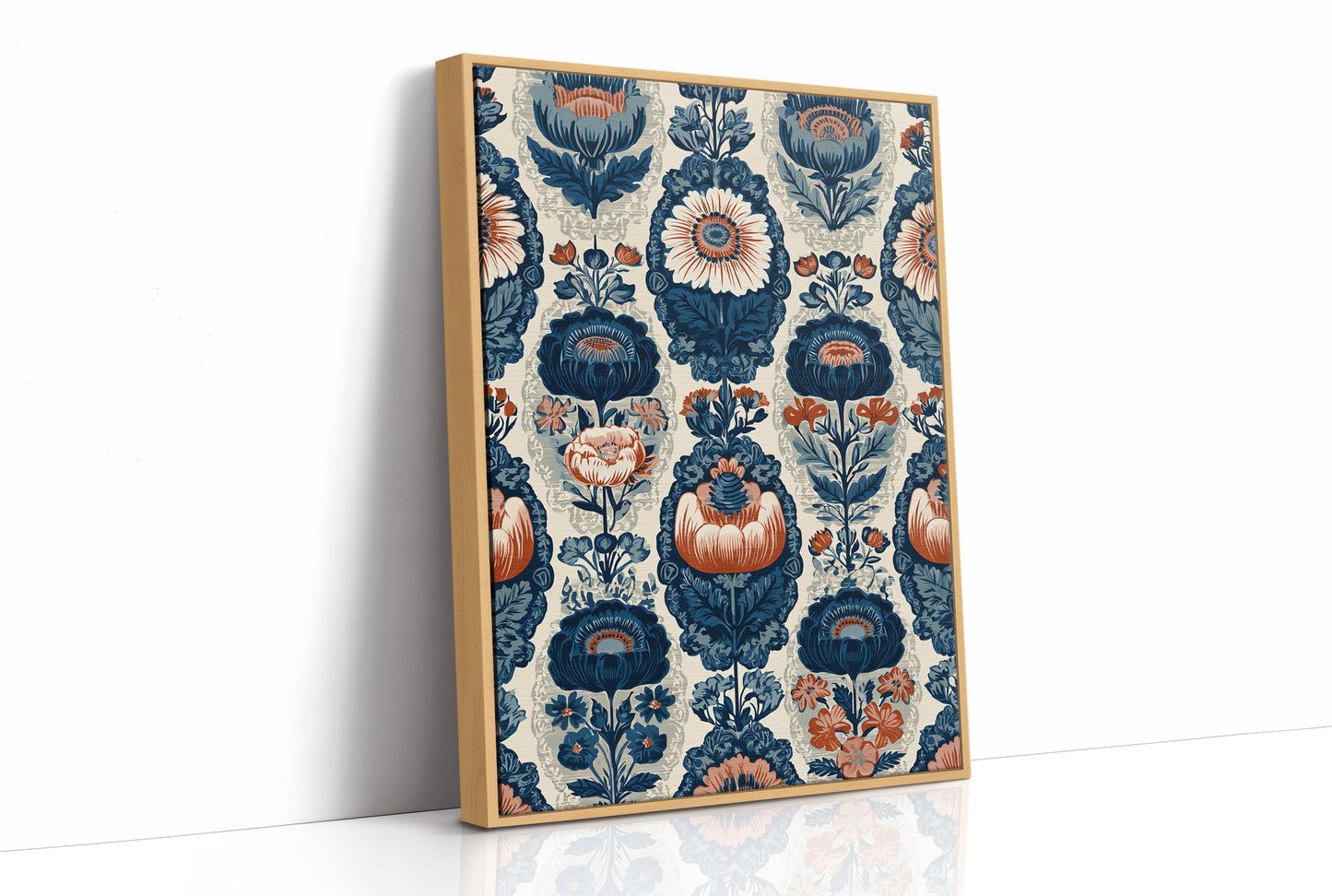 Navy Damask: A Jacobean Floral Repeat