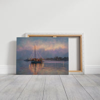 Harbor Lights Glow Against Dusk