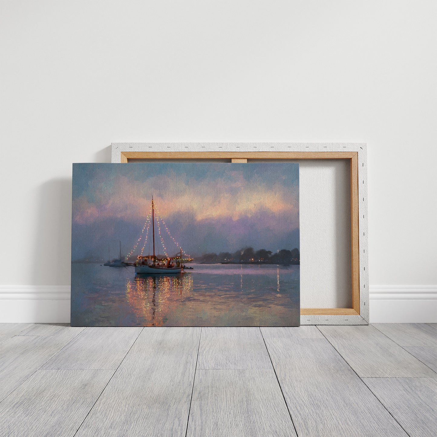 Harbor Lights Glow Against Dusk