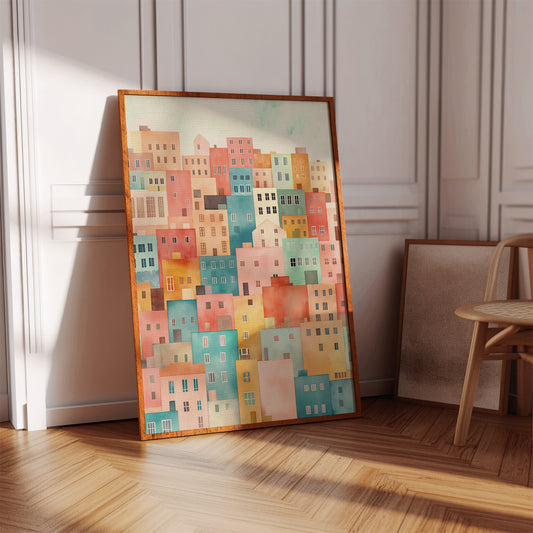 Stacked City Dreams Watercolor Print