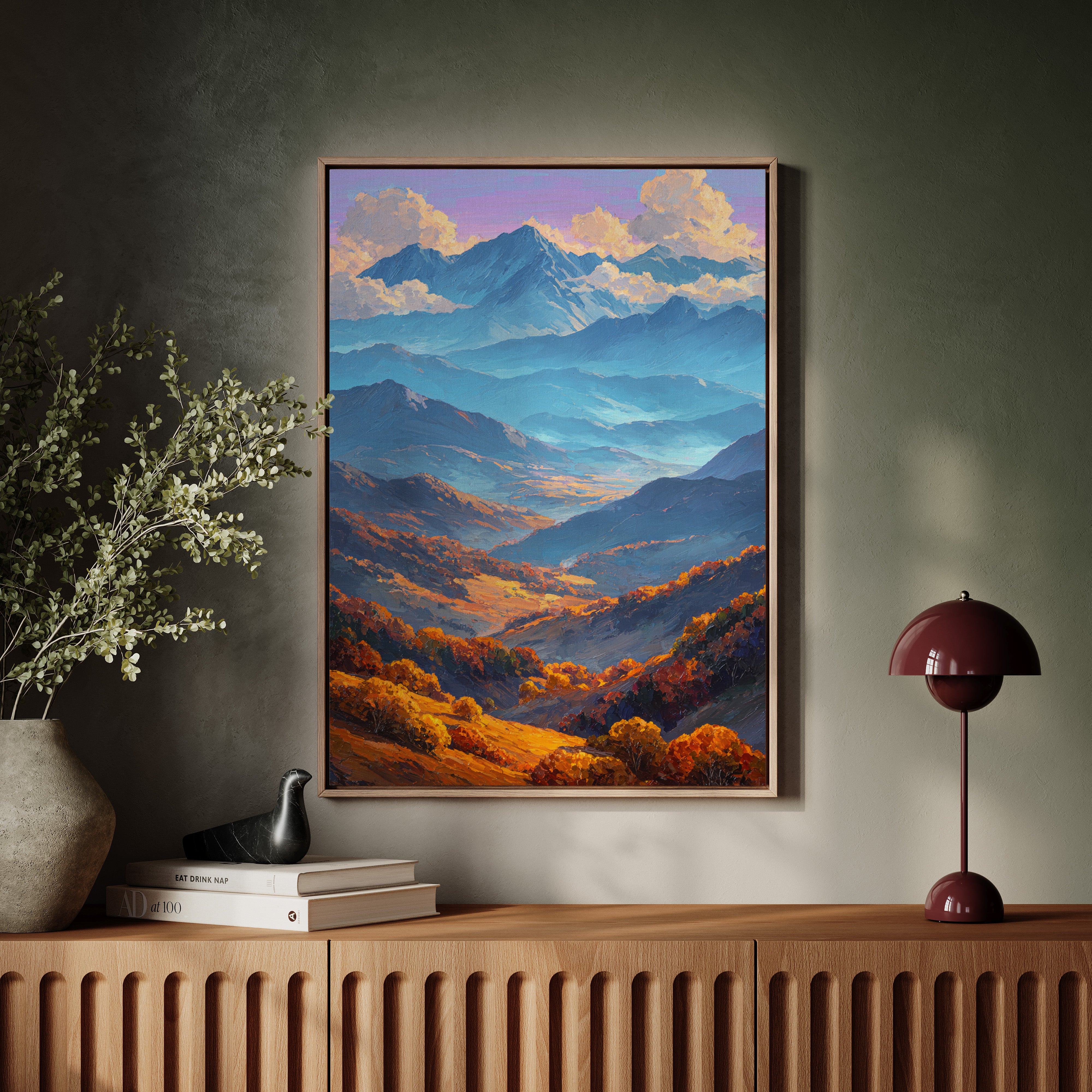 Autumn Light Cascades Through Mountains