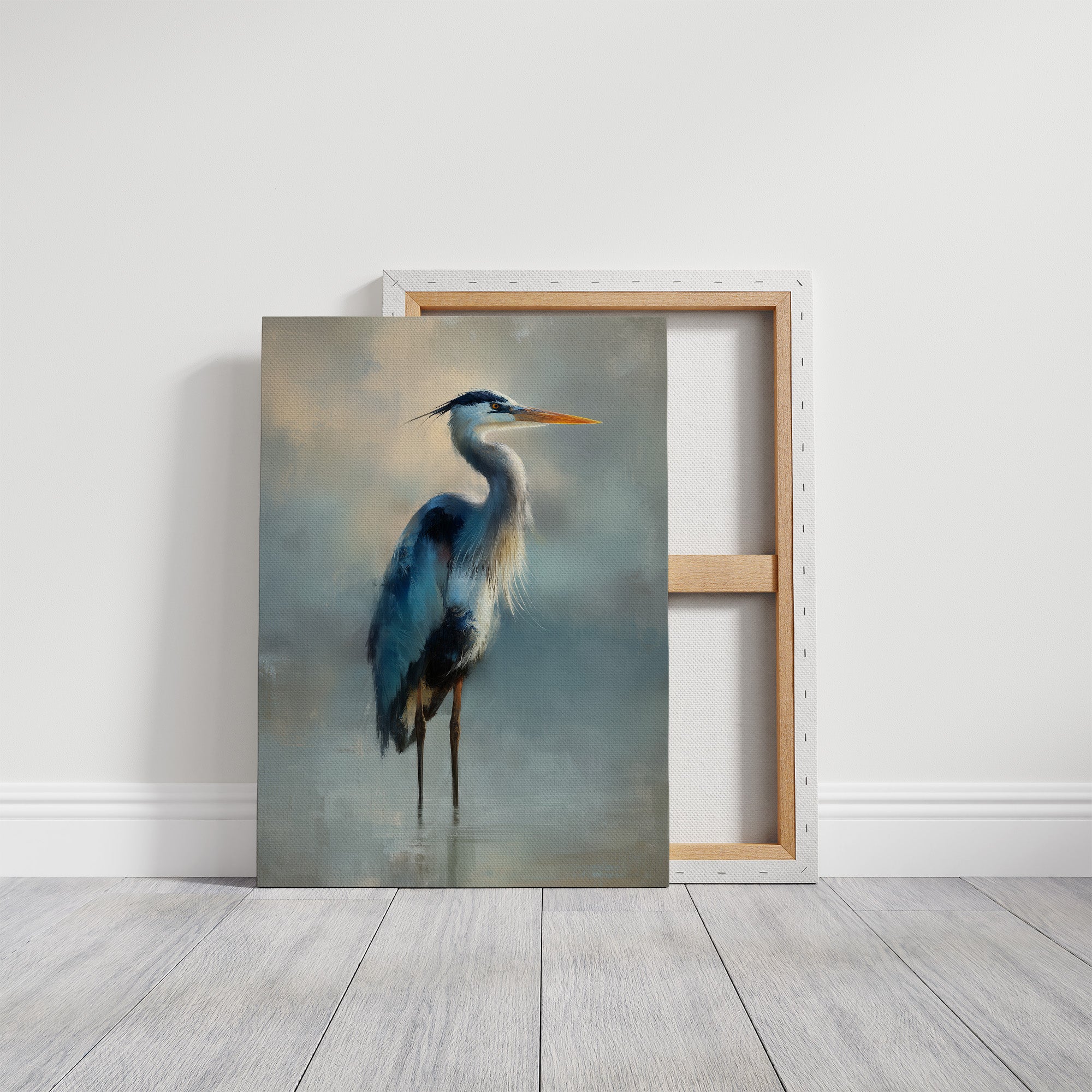 Heron Waits In Misty Blue