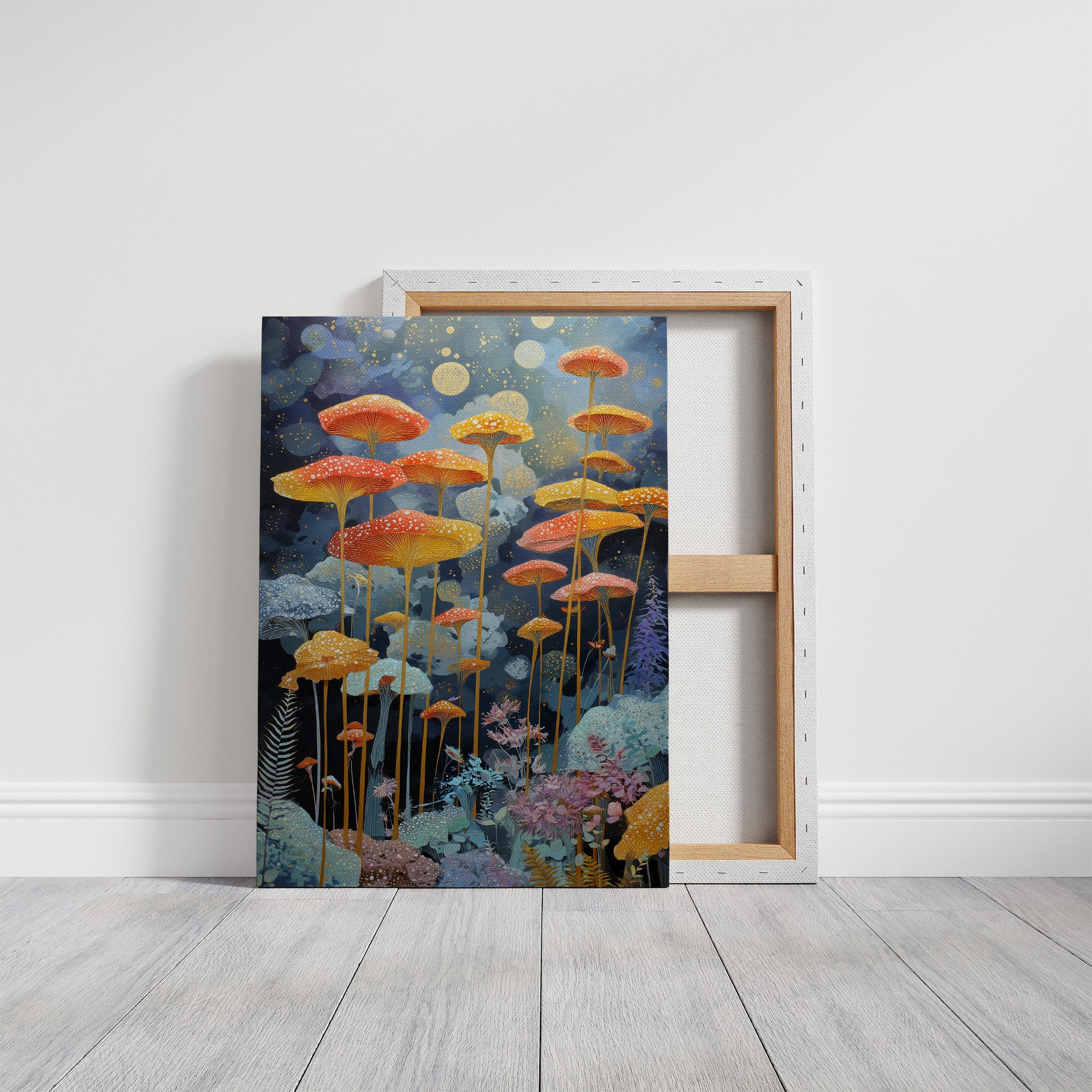 Luminous Mushrooms Dance Under Stars