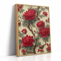 Red Blooms on Ivory Branches