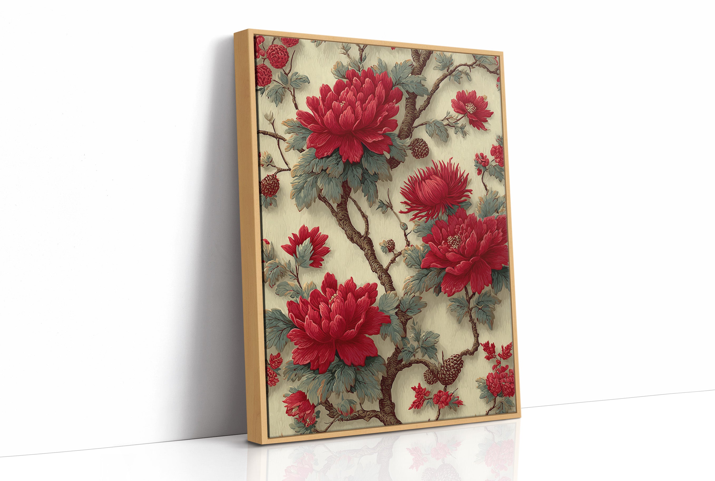 Red Blooms on Ivory Branches
