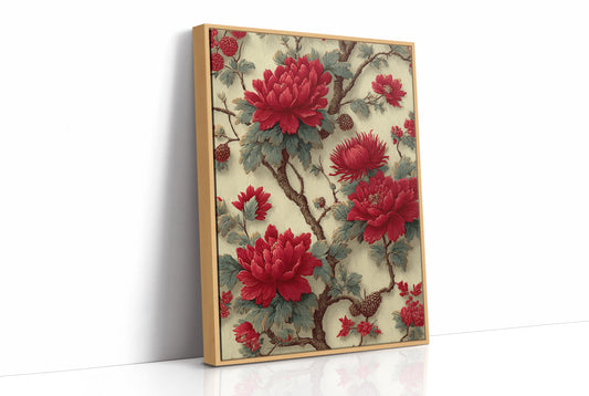 Red Blooms on Ivory Branches