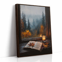 Autumn Pages Against Misty Pines