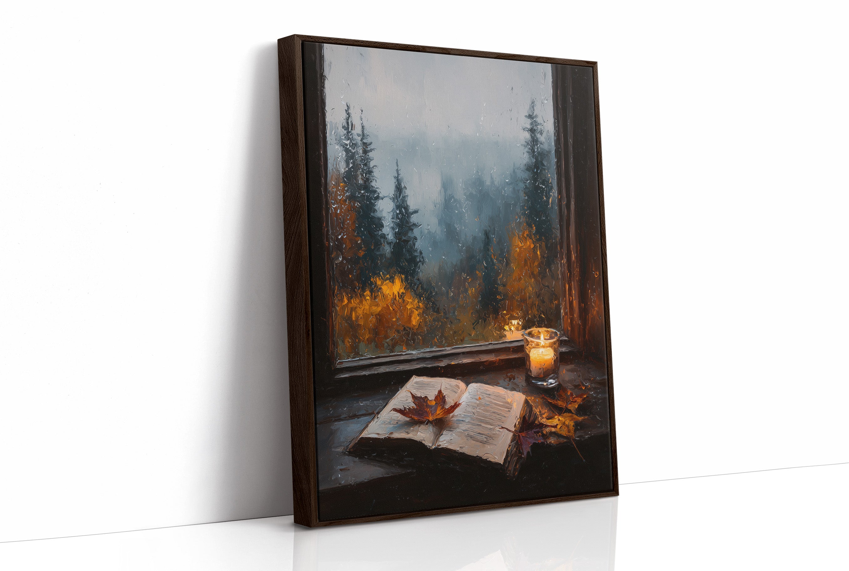 Autumn Pages Against Misty Pines