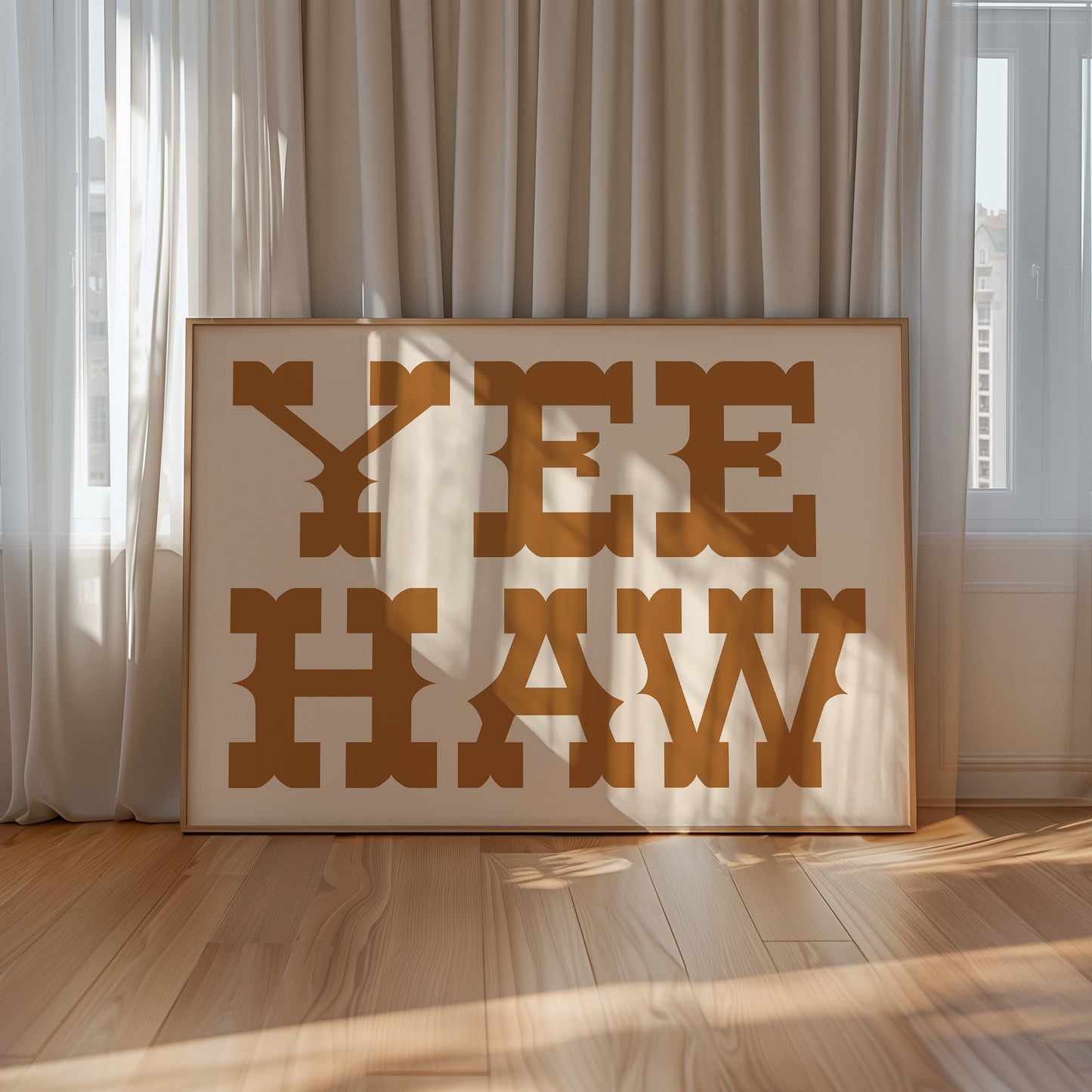 Yee Haw Western Wall Art – Rustic Cowboy Typography Print