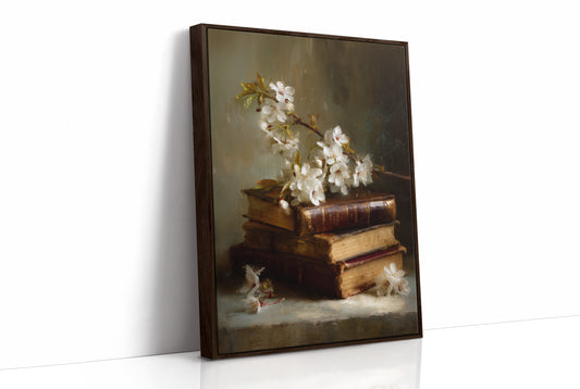 Blossoms Rest On Vintage Tomes
