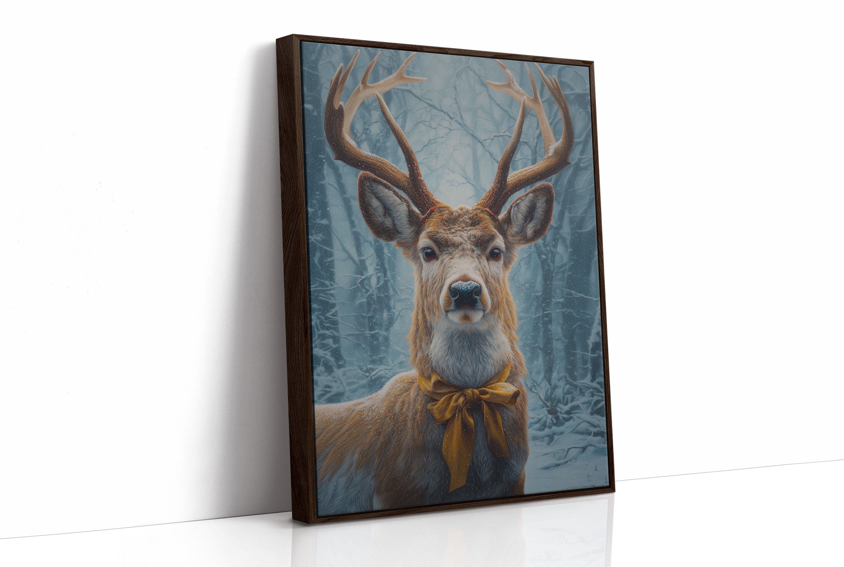December's Stag Wears Golden Ribbon