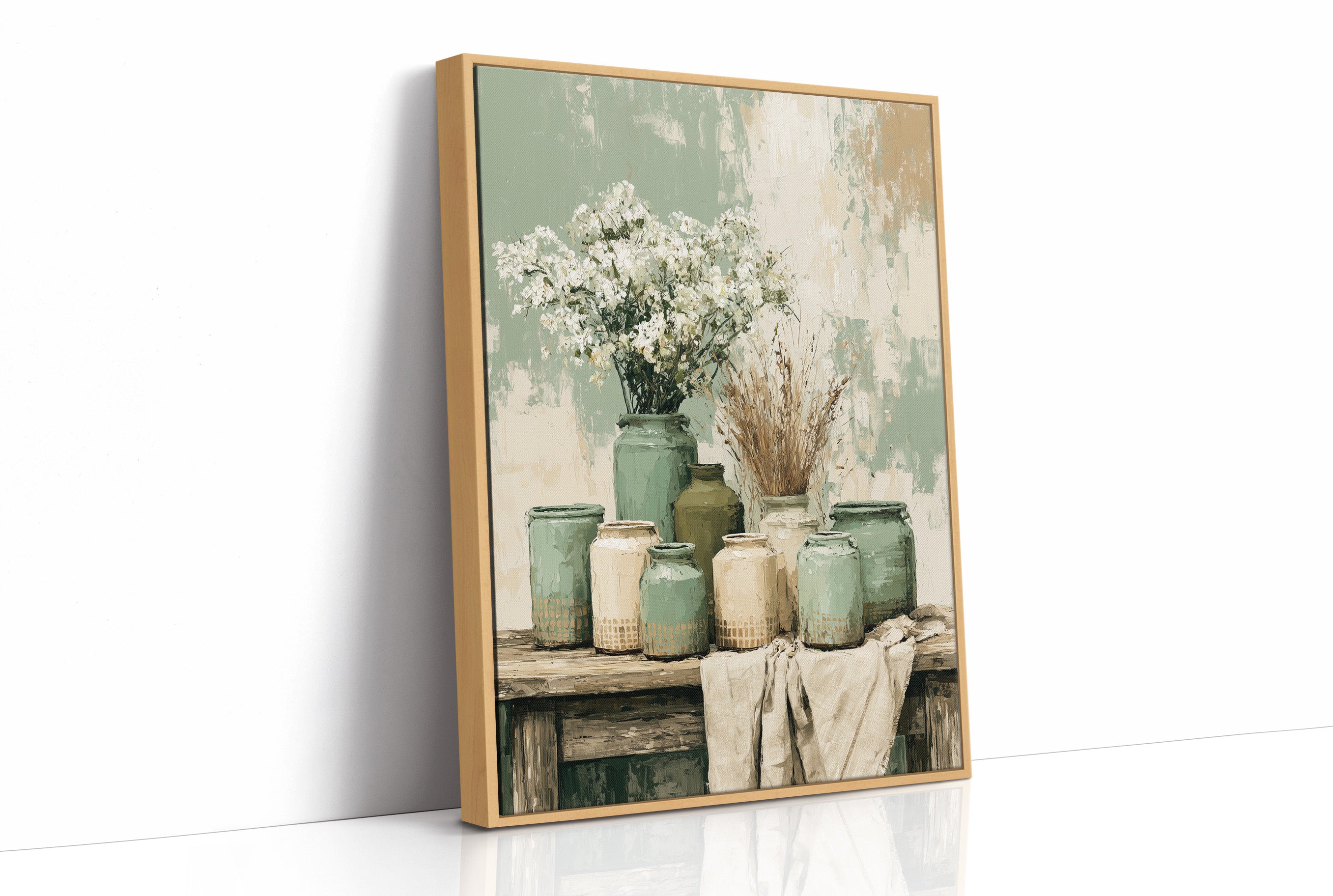 Sage Jars and Baby's Breath
