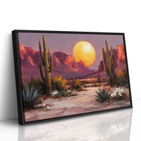 Saguaros Dance Under Golden Moonrise