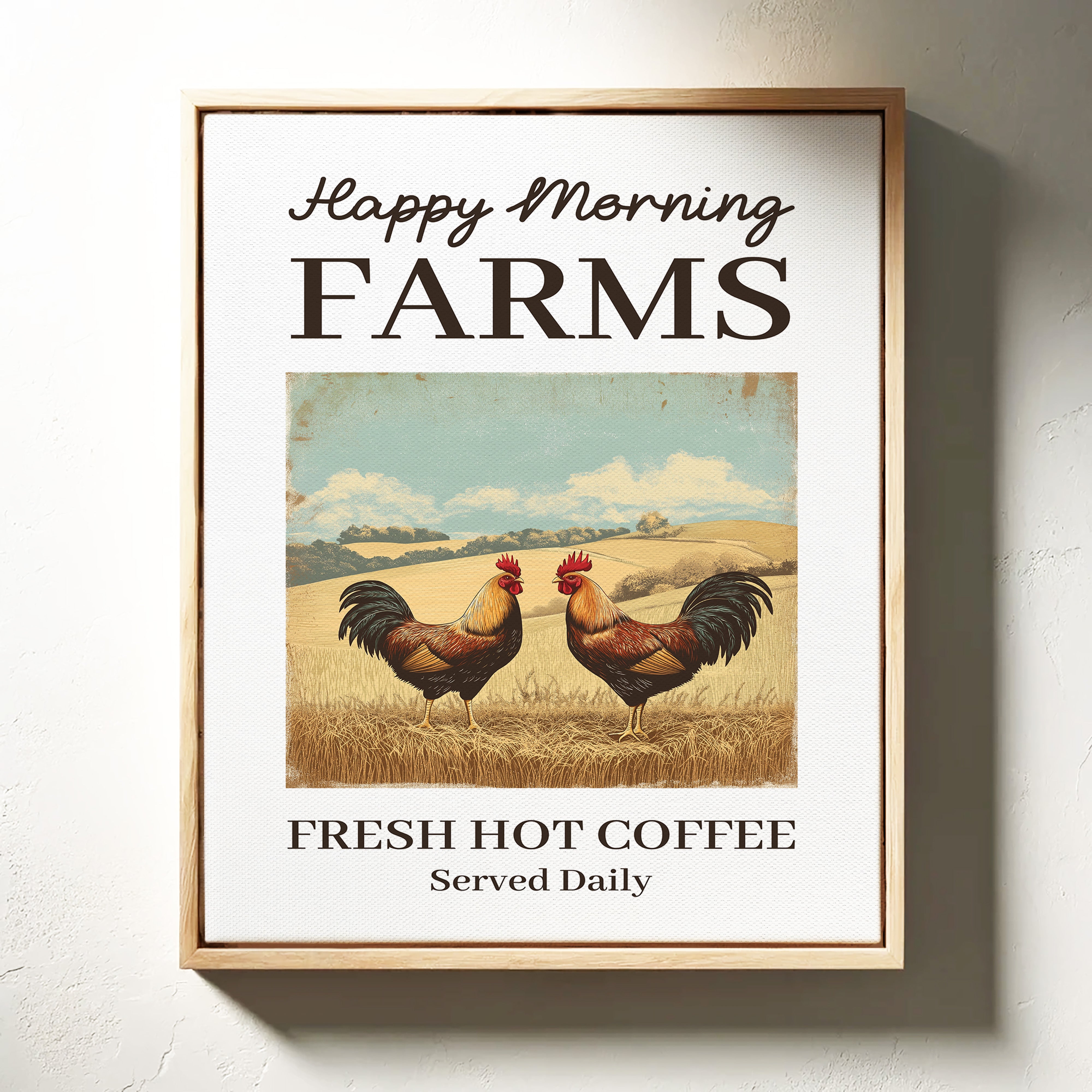 Roosters Greet The Golden Field
