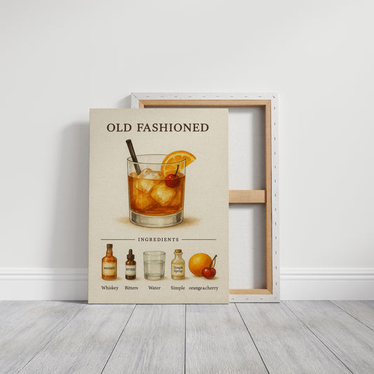 Old Fashioned Cocktail Recipe Art Print