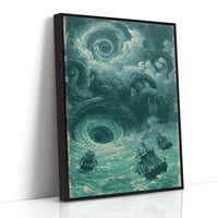 The Kraken and the Maelstrom — Teal Maritime Horror Print