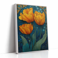Three Tulips in a Tiled Dream