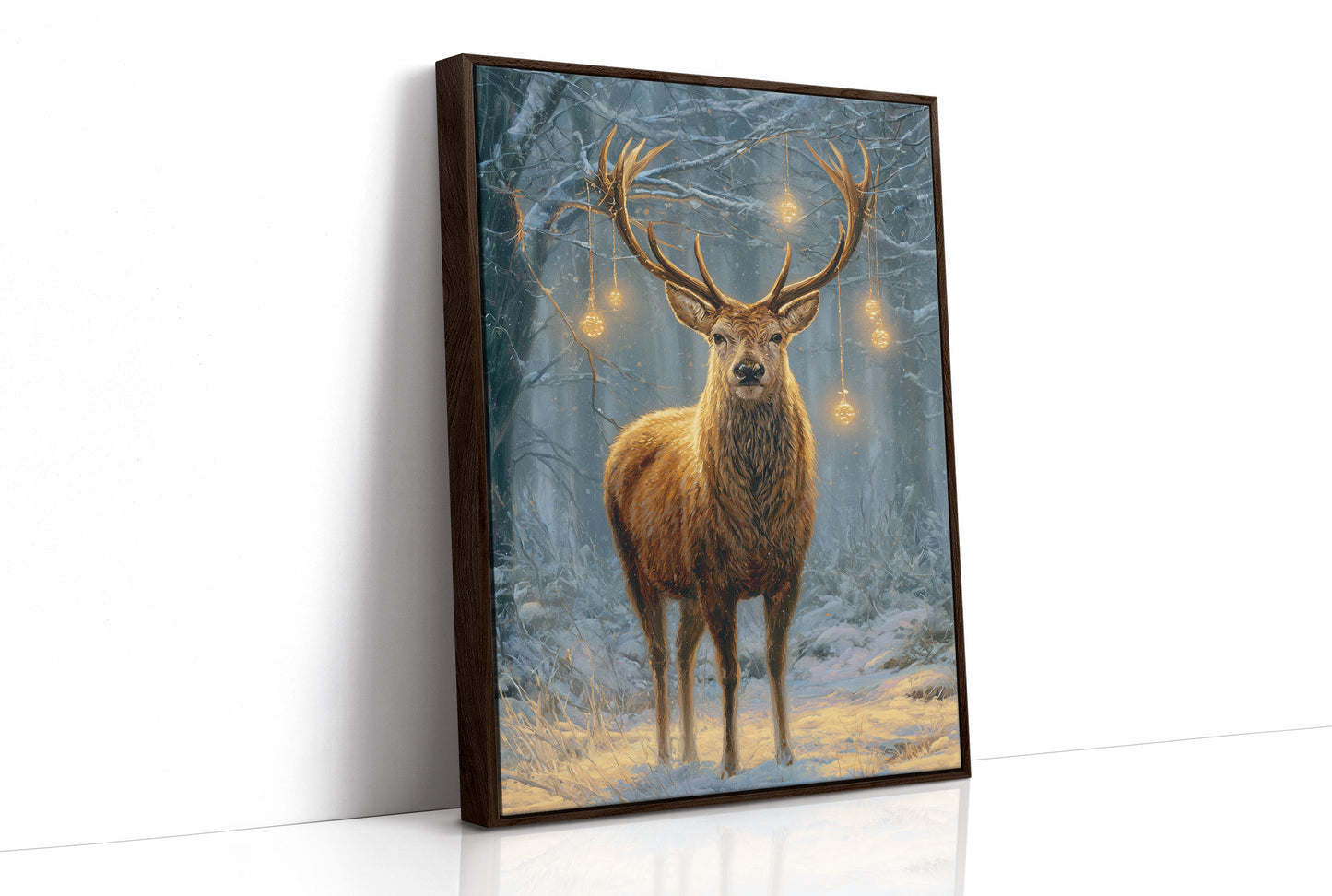 Stag Beneath December's Golden Lights