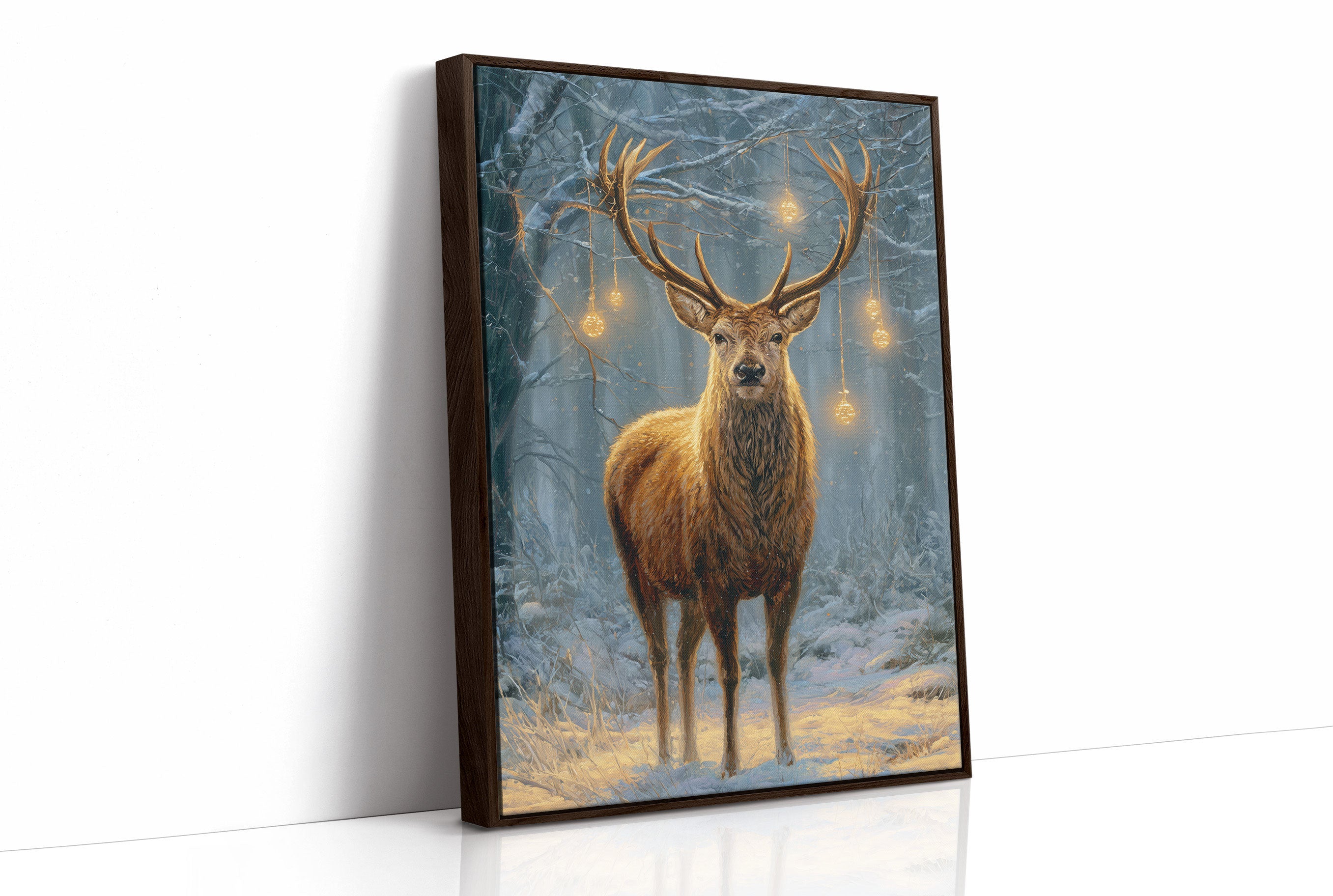 Stag Beneath December's Golden Lights