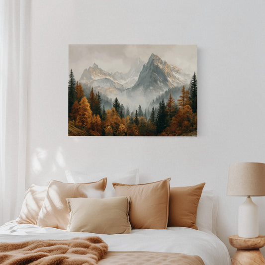 Autumn Gold Meets Mountain Snow