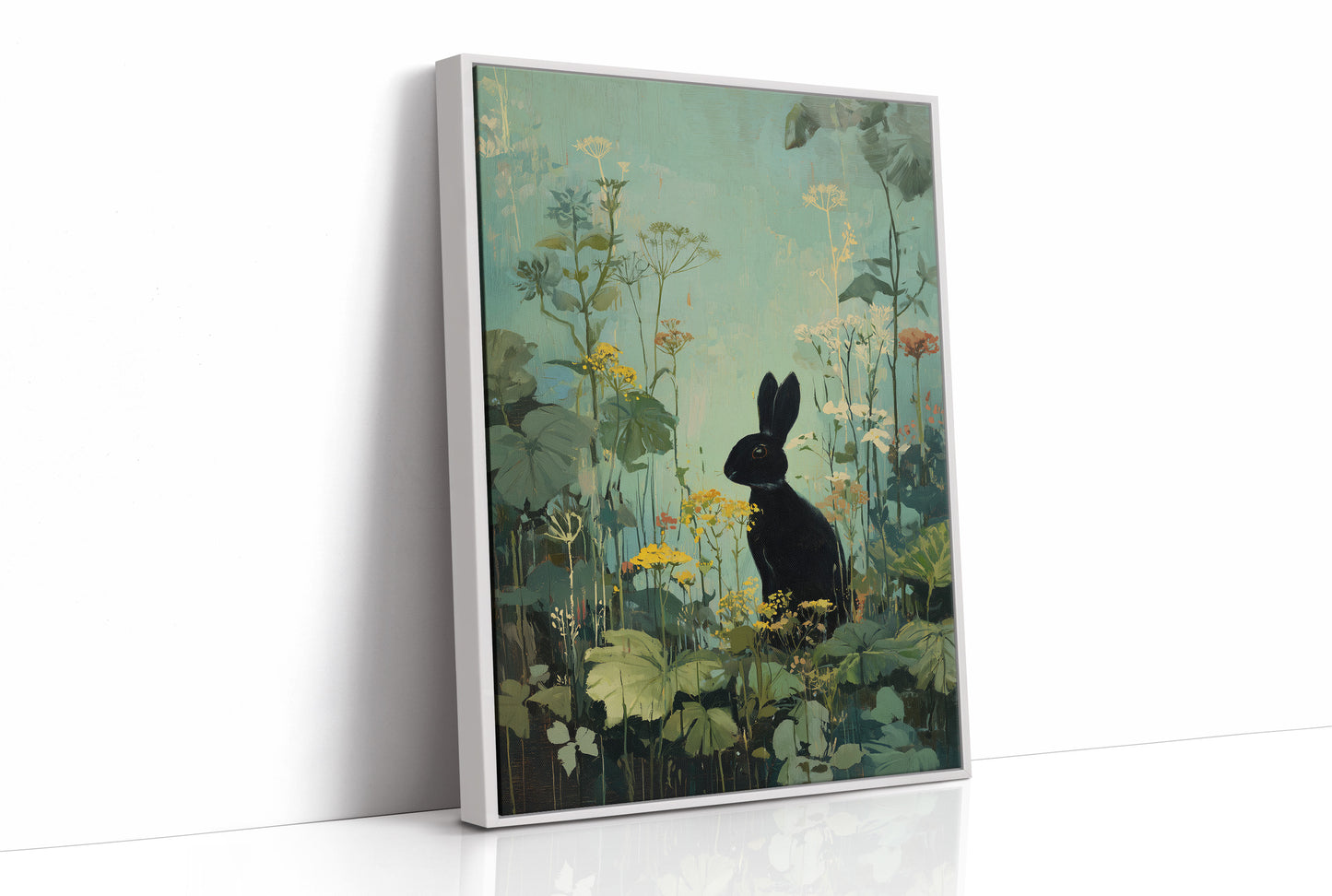 Midnight Hare Among Wildflowers