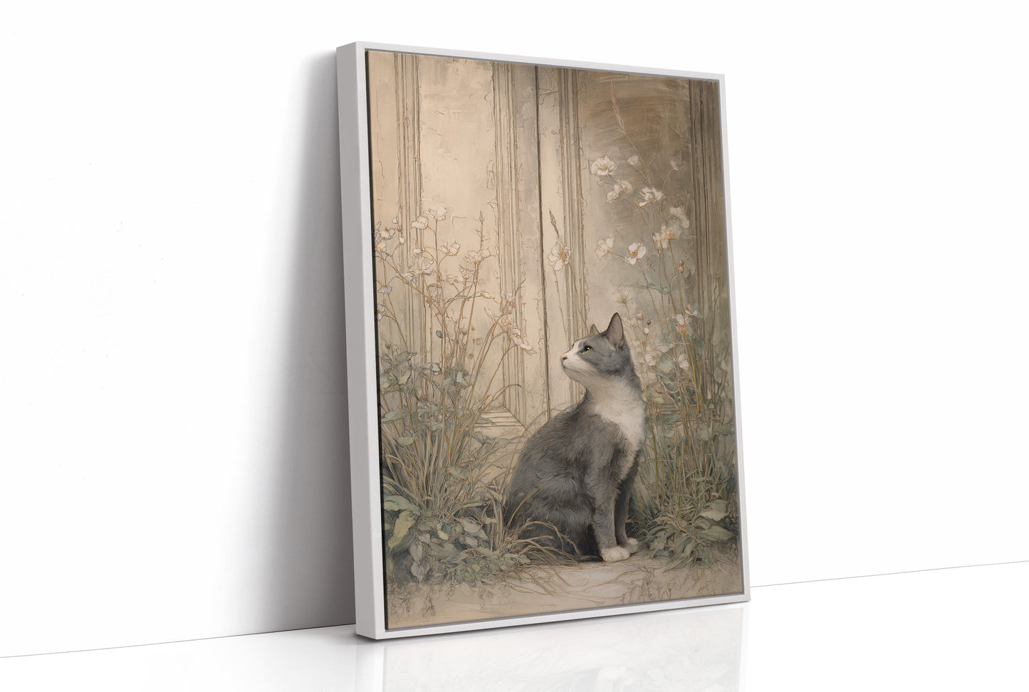 Feline Gazes Through Garden Windows