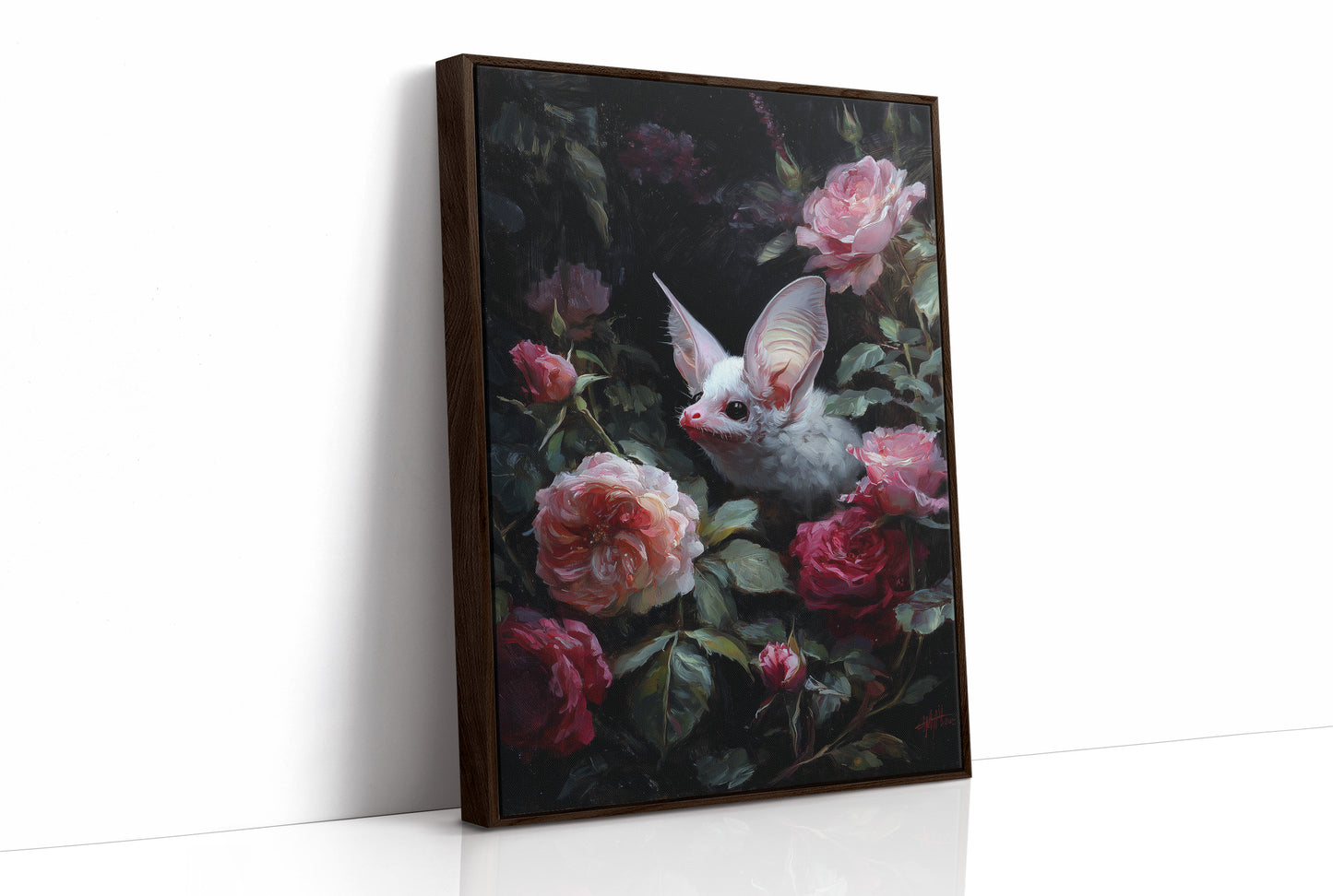 Pale Creature Among Blooming Roses