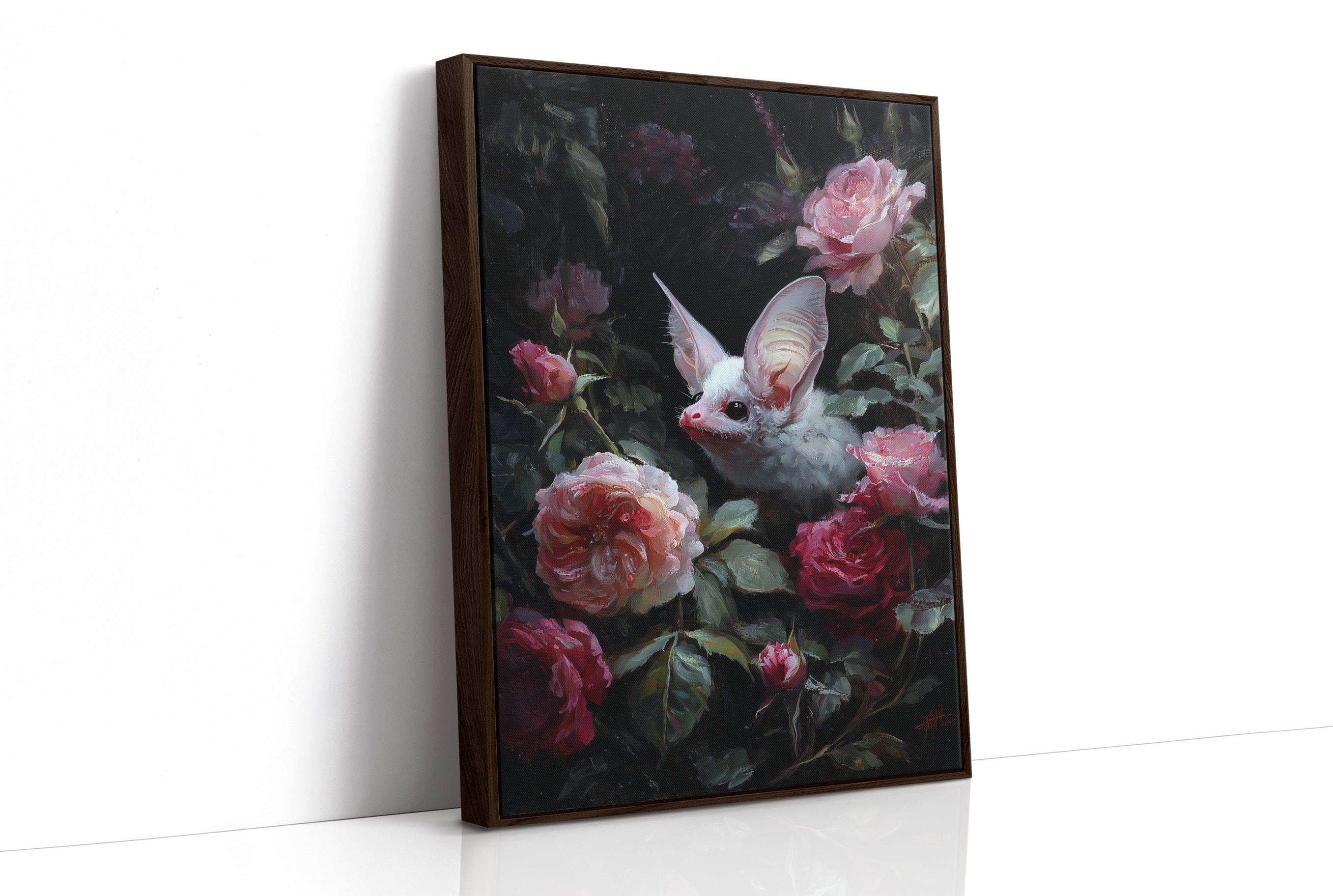 Pale Creature Among Blooming Roses