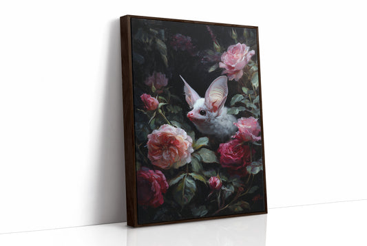 Pale Creature Among Blooming Roses