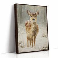 December Fawn Meets Morning Snow